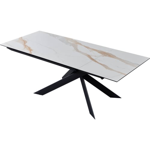 Calcutta 63" Extension Dining Table in Grey Ceramic & Black